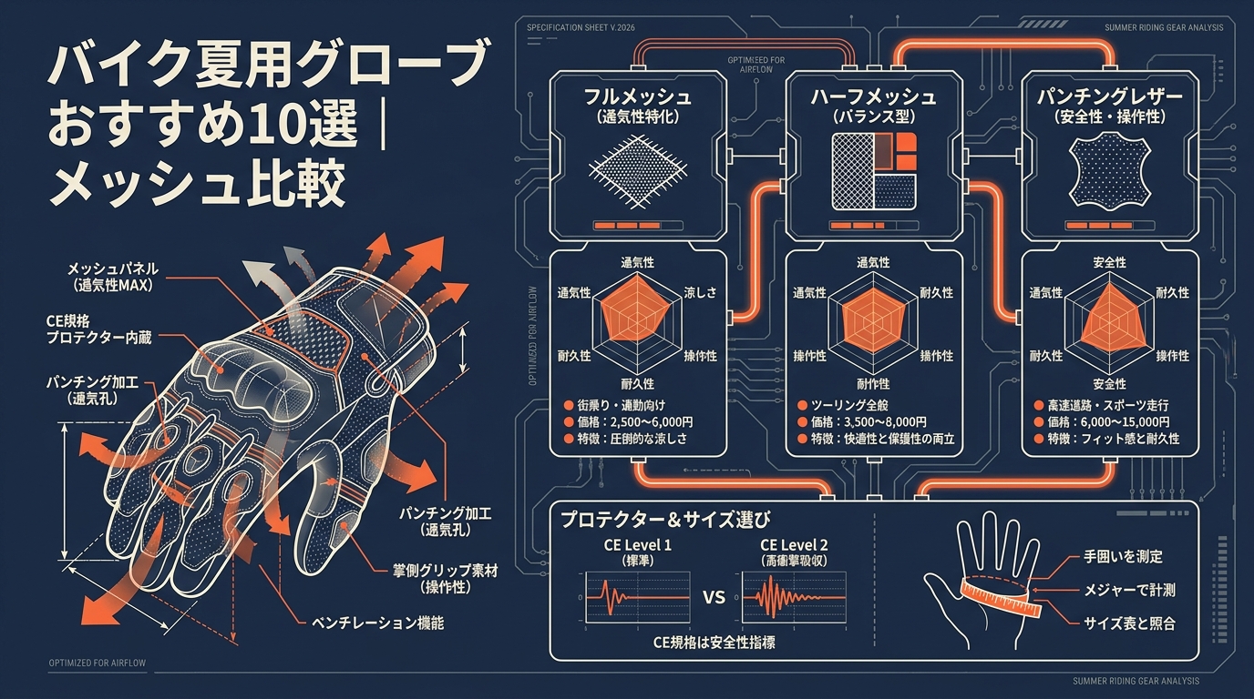 バイク夏用グローブおすすめ10選｜メッシュ比較