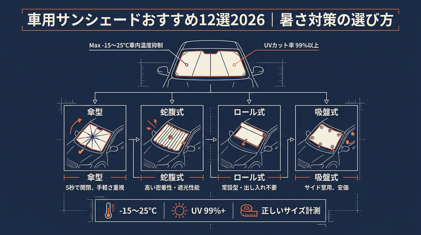 車用サンシェードおすすめ12選2026｜暑さ対策の選び方
