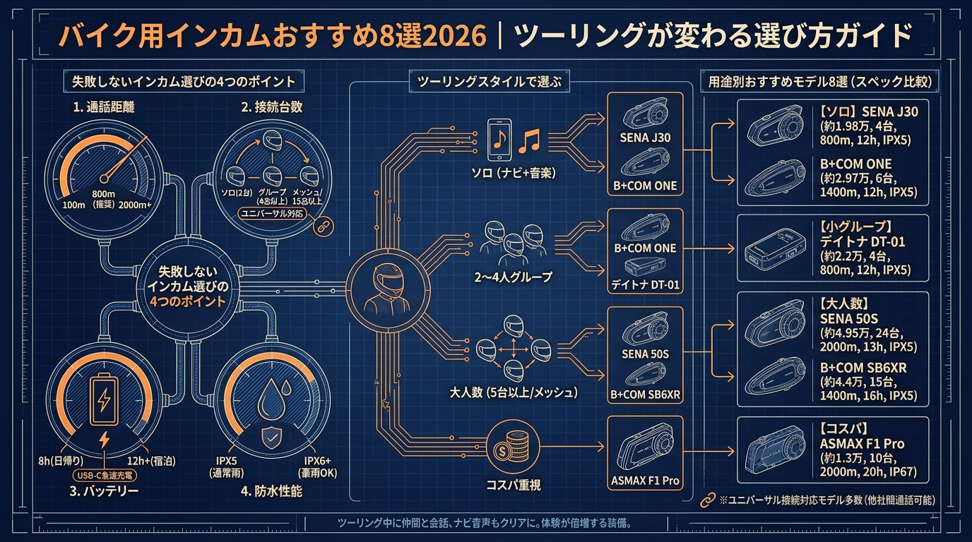 バイク用インカムおすすめ8選2026｜ツーリングが変わる選び方ガイド