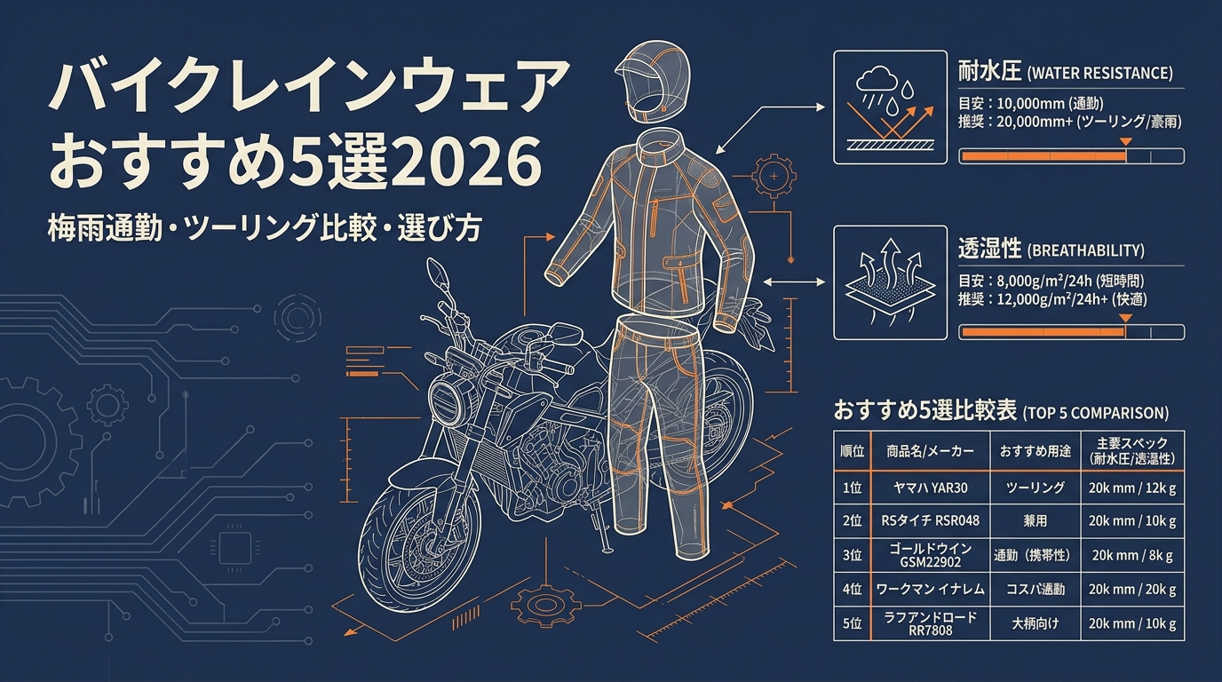 バイクレインウェアおすすめ5選2026 梅雨通勤・ツーリング比較・選び方など